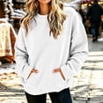 thumbnail image 1 of Ozmmyan Oversized Crewneck Sweatshirt for Womens Long Sleeve Pullover with Kangaroo Pocket Casual Loose Fit Fall Winter Top, 1 of 6