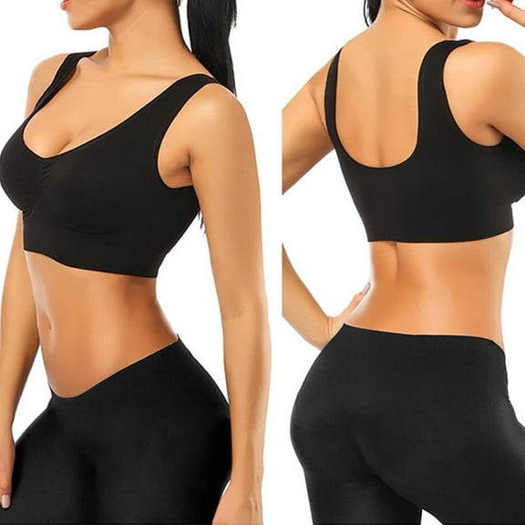 Ozmmyan Plus Size Bras for Women Padded Seamless Womens Bras, Compression Bra, Wirefree Bra, Stretchable Straps Bra Women's Built Up Tank Style Sports Bra Full-Coverage Wirefree Bra