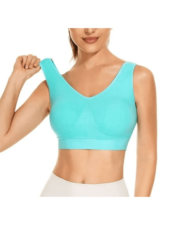 Plus Size Bras for Women Padded Seamless Womens Bras, Compression Bra, Wirefree Bra, Stretchable Straps Bra Women's Built Up Tank Style Sports Bra Full-Coverage Wirefree Bra