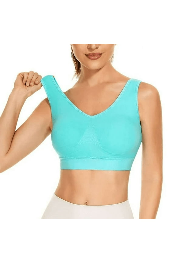 Plus Size Bras for Women Padded Seamless Womens Bras, Compression Bra, Wirefree Bra, Stretchable Straps Bra Women's Built Up Tank Style Sports Bra Full-Coverage Wirefree Bra