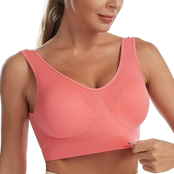 Ozmmyan Plus Size Bras for Women Padded Seamless Womens Bras, Compression Bra, Wirefree Bra, Stretchable Straps Bra Women's Built Up Tank Style Sports Bra Full-Coverage Wirefree Bra