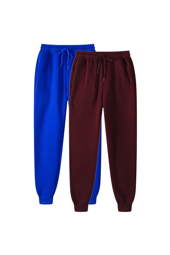 Plus Size Womens 2 Pack Joggers Sweatpants Solid Color Drawstring Elastic Waist Casual Pants Loose Fit Cuffed Sweat Pants Sports Lounge Trousers Home Outdoor Wear