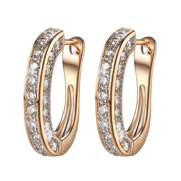 Ozmmyan Round Gold Glitter Luxury Diamond Hoop Earrings