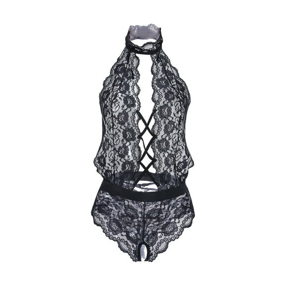 Ozmmyan Sexy Lingerie for Women, Plus Size Lace Sheer Snap Crotch Pajamas Lace Teddy One Piece Babydoll Sexy Mini Bodysuit for Women Naughty for Play, Gift, on Clearance