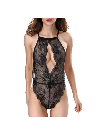 ELOVER Women Plus Size Lingerie Snap Crotch Bodysuit Lace Teddy Lingerie