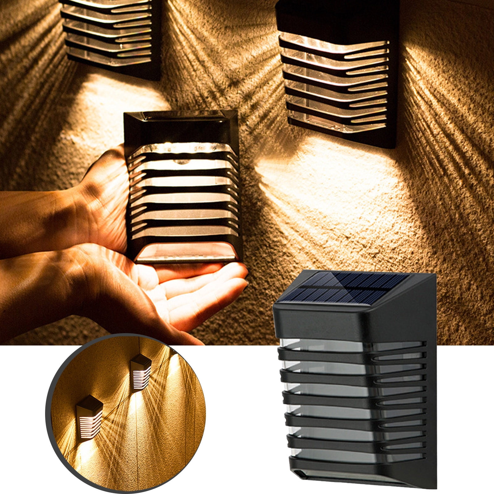 Ozmmyan Solar Fence Lights - LED Solar Powered Wireless Wall Lights IP65 Breathing / Constant Mode, Automatic Solar Patio Lamps For Front Door, Pool, (1 Pcs) on Clearance