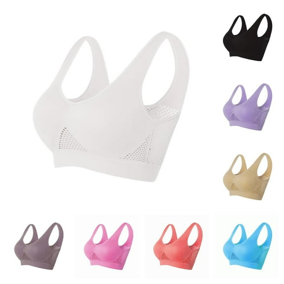 Ozmmyan Sports Bras for Women Padded High Impact Workout Bras for Women Yoga Bras Large Size Air Bra, Comfortable Mesh Sports Bra for Women Mesh Breathable Cool Full Support Everyday Bra