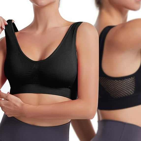 Ozmmyan Sports Bras for Women Padded High Impact Workout Bras for Women Yoga Bras Large Size Air Bra, Comfortable Mesh Sports Bra for Women Mesh Breathable Cool Full Support Everyday Bra