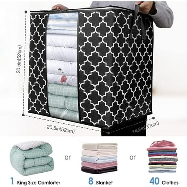 Ozmmyan Storage Bags for Clothes Storage Bags with Clear Window&Dual Zippers, 2 Reinforced Handles for Clothes, Blankets, Comforters, Water-Resistant Non-Woven Fabric, Foldable Organizer for Closet