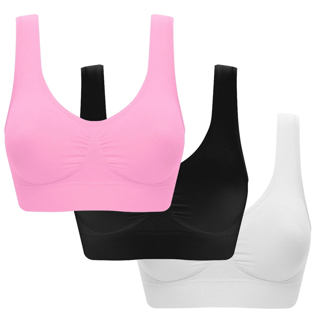 Ozmmyan Wirefree Bras for Women ,3PC Sports Bra Wirefree Comfort