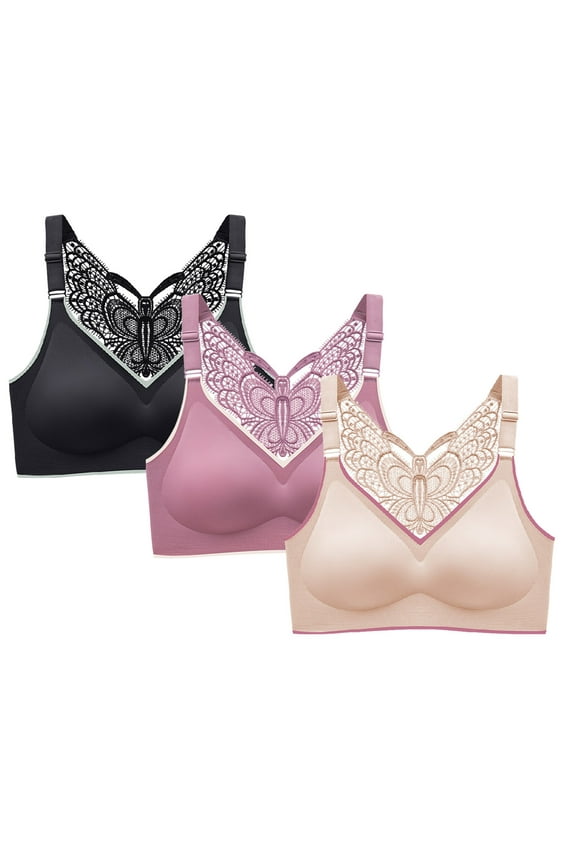 Ozmmyan Wirefree Bras for Women ,Plus Size Adjustable Shoulder Straps Lace Bra Wirefreee Extra-Elastic Bra Active Yoga Sports Bras 34B/C-44B/C, Summer