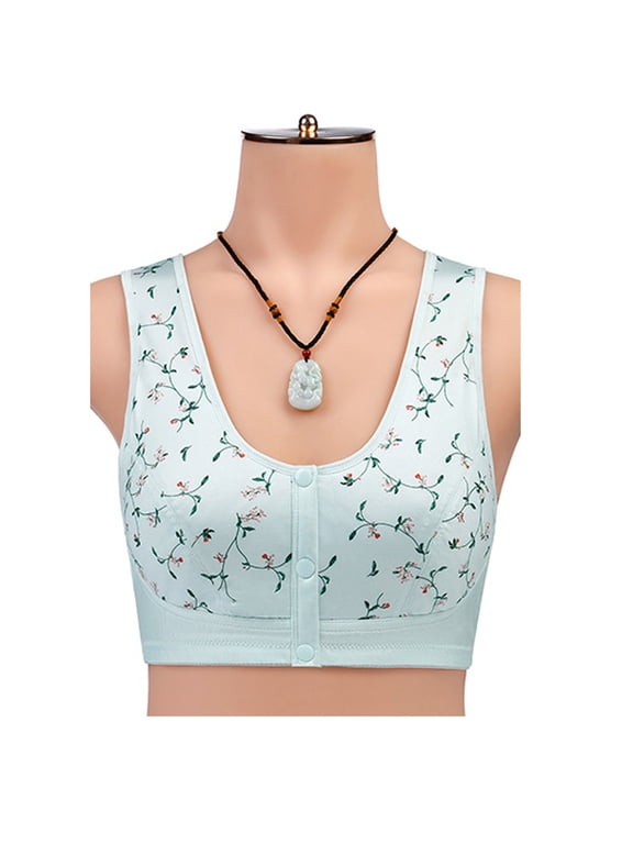 Ozmmyan Wirefree Bras for Women ,Plus Size Front Closure Lace Bra Wirefreee Extra-Elastic Bra Active Yoga Sports Bras 36C-44C, Summer