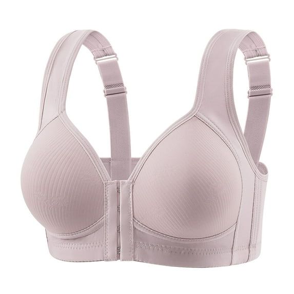 Ozmmyan Wirefree Bras for Women ,Plus Size Front Closure Lace Bra Wirefreee Extra-Elastic Bra Adjustable Shoulder Straps Sports Bras 36C-44C