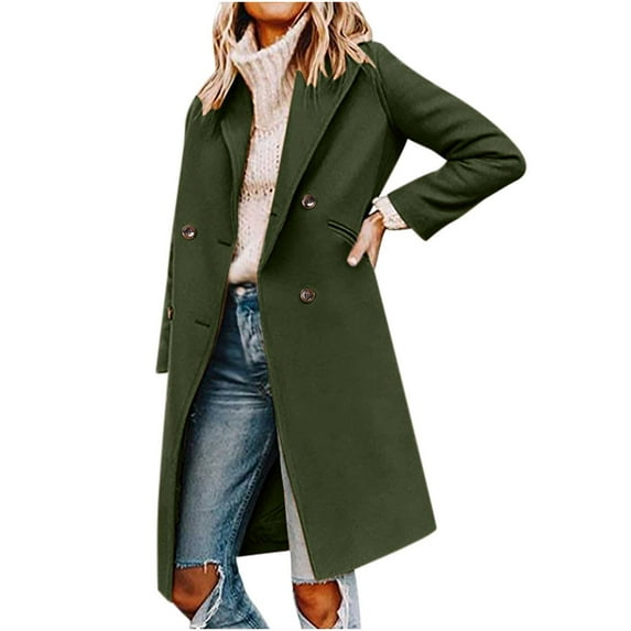 Ozmmyan Woman Wool Coat Winter Casual Solid Turndown Keep Warm Single-breasted Windbreaker Coat Anoraks