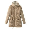 thumbnail image 1 of Ozmmyan Women Buttons Long Sleeve Solid Pockets Coat Plus Fleece Jacket Outwear Top, 1 of 7