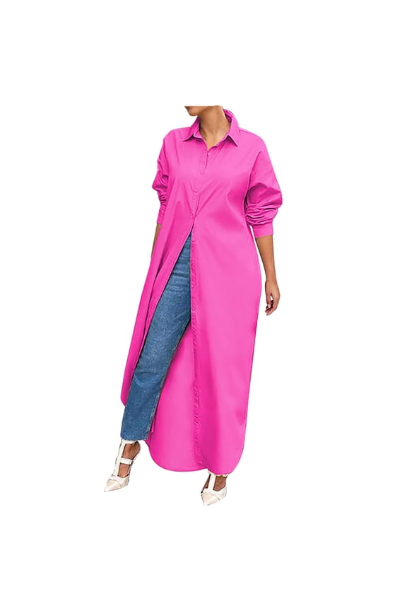 Women Casual Solid Long Cardigan Long Sleeve Open Front Cardigan Button Down Shirt Fall Clothes for Women 2022, Clearance Sale