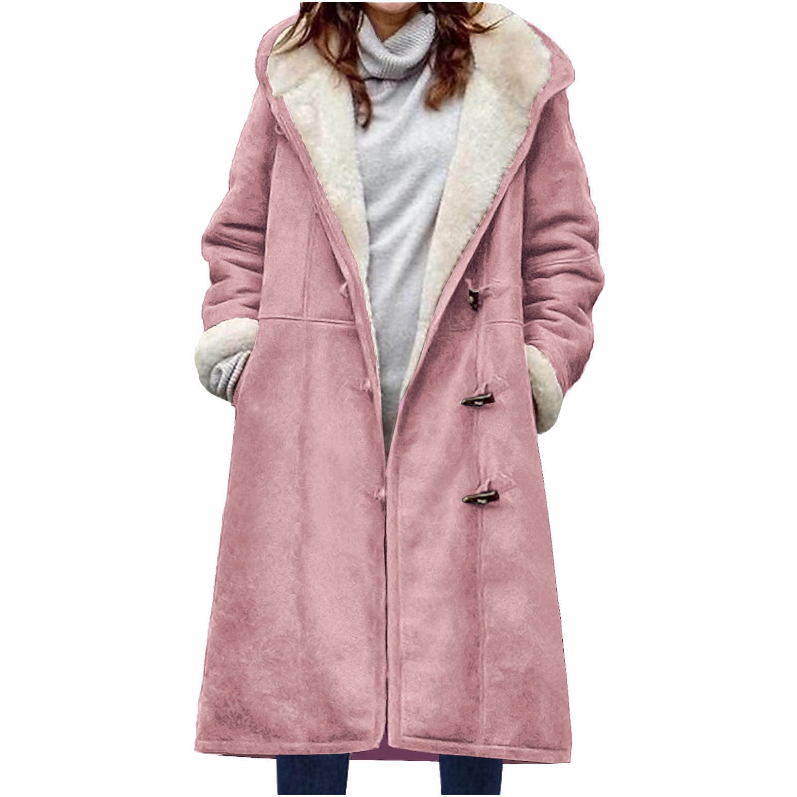 Women’s Coat with Hood and Button Closure