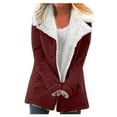 thumbnail image 1 of Ozmmyan Women Plus Size Winter Warm Composite Plush Button Lapels Jacket Outwear Coat, 1 of 5