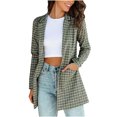 thumbnail image 1 of Ozmmyan Women's Casual Long Sleeve Shirt Plaid Print Long Sleeve V-neck Blazer Coat, 1 of 8