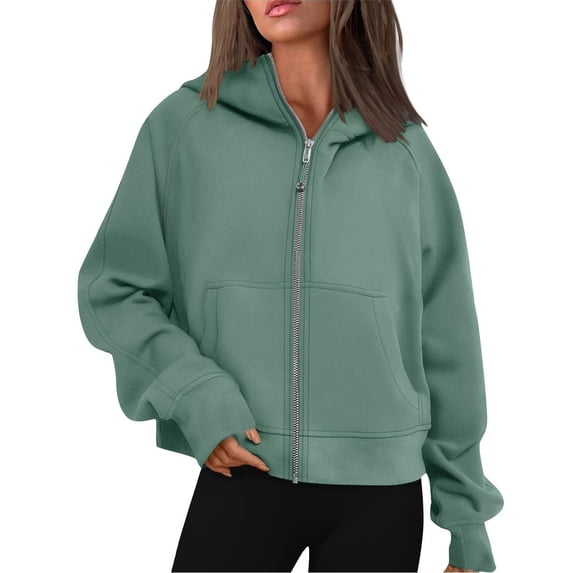Ozmmyan Women's Lightweight Hoodies Full Zip Up Oversized Women Casual Loose Sweatshirts with Pockets Long Sleeve Thin Casual Hooded Jackets