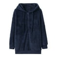 thumbnail image 1 of Ozmmyan Women's Sherpa Winter Jacket Casual Quater Zip Sweater Womens Pullover Solid Loose Long Sleeve Double-sided Polar Fleece Hooded Casual Fashionable Plus Size Sweater, S- 4XL, 1 of 2