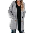 thumbnail image 1 of Ozmmyan Women's Solid Color Cardigan Wool Sweater Pocket Recreational Long Sleeve Coats, 1 of 7