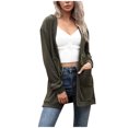 thumbnail image 1 of Ozmmyan Women's Solid Color Long Sleeves Hooded Sweater Casual Frenulum Mid-length Cardigan Coat, 1 of 5