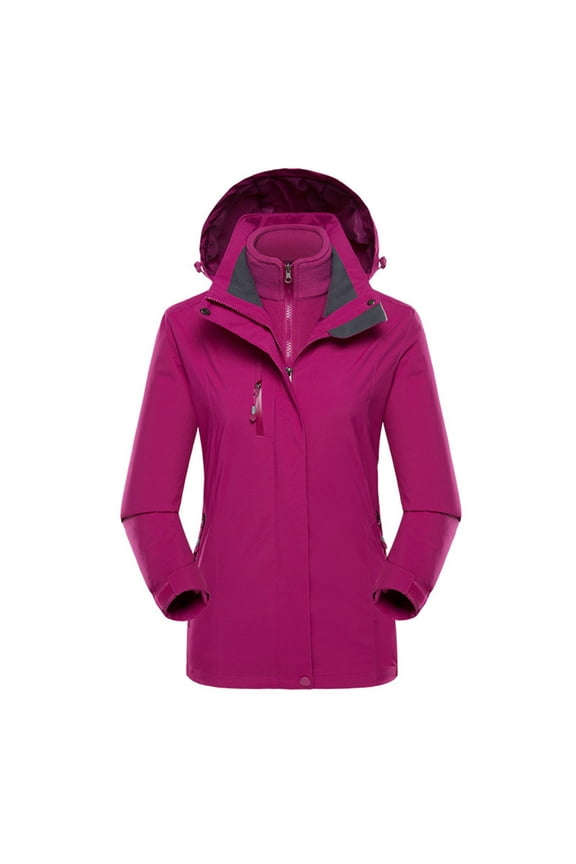 Women’s Waterproof Snow Ski Jacket Mountain Windproof Winter Coat with detachable hood Womens Winter Fleece Jacket Clearance Fashion Women Plus Size Casual Solid Hooded Jackets, S-5XL