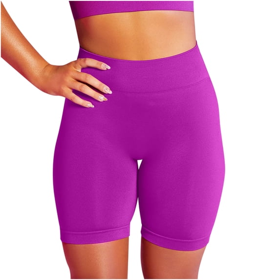 Ozmmyan Women's Workout Shorts's Solid Color Leggings Sports Tight Stretchy Comfortable Yoga Shorts Yoga Pants