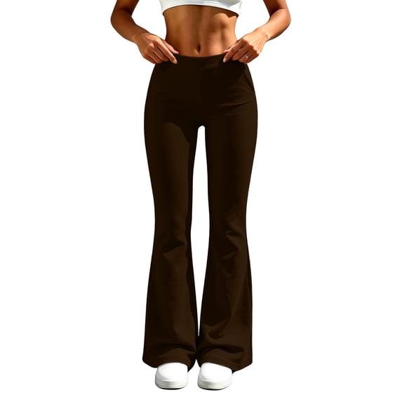Ozmmyan Womens Bootcut Yoga Pants High Waisted Slim Fit Stretch Trousers with Pockets Casual Solid Color Lounge Pants