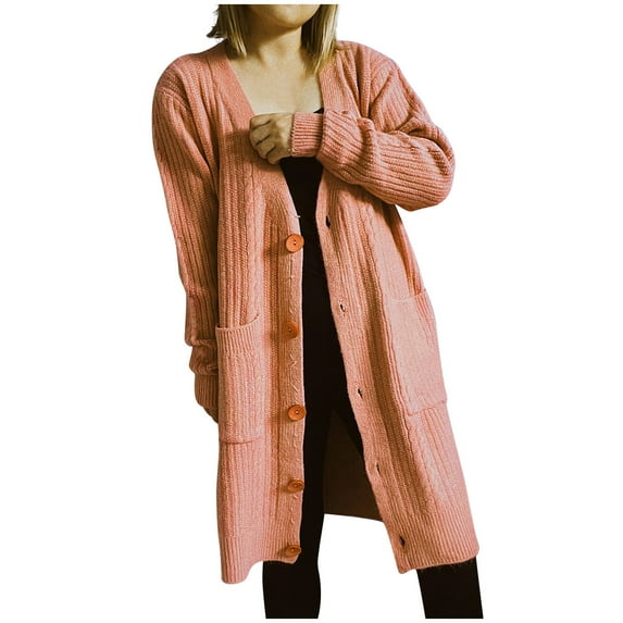 Ozmmyan Womens Cardigan Sweater Casual V-Neck Long Sleeve Autumn Sweater Cardigan Winter Coat