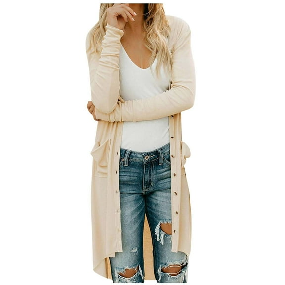 Ozmmyan Womens Cardigan Sweater Fall Winter Long Sleeve Solid Cardigan Autumn Casual Coat