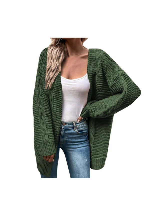 Womens Cardigan Sweater Fashion Knitted Long Hemp Pattern Cardigan Sweater Coat Jacket