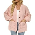 thumbnail image 1 of Ozmmyan Womens Cardigan Sweater Long Sleeve Loose Solid Color Button V-Neck Plush Coat, 1 of 6