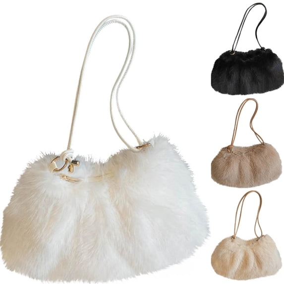Ozmmyan Womens Fall Bags Fuzzy Plush Crossbody Handbag Warm Fluffy Shoulder Purse Winter