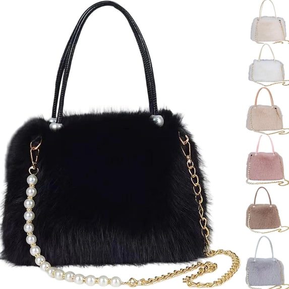 Ozmmyan Womens Fall Bags Fuzzy Plush Crossbody Handbag Warm Fluffy Shoulder Purse Winter