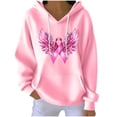 thumbnail image 1 of Ozmmyan Womens Fall Sweatshirt Hooded Breast Cancer Awareness Wing Print Long Sleeve Oversized Casual Pullover Sweatshirt with Pocket Winter, 1 of 4