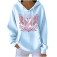 thumbnail image 1 of Ozmmyan Womens Fall Sweatshirt Hooded Breast Cancer Awareness Wing Print Long Sleeve Oversized Casual Pullover Sweatshirt with Pocket Winter, 1 of 4