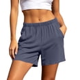 thumbnail image 1 of Ozmmyan Womens High Waist Yoga Shorts Cotton Blended Solid Color Casual Shorts with Soft and Comfortable Pocket Sleepwear Shorts Spring/Summer Casual Home Furnishings, 1 of 4