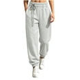 thumbnail image 1 of Ozmmyan Womens Joggers Sweatpants Decorative Front Drawstring Elastic Waist Tapered Ankle Cuff Side Pockets Casual Pants, 1 of 8