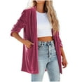 thumbnail image 1 of Ozmmyan Womens Long Sleeve Cardigan Open Front Loose Outerwear Solid Blouse Coat Tops Pockets Sweater, 1 of 6