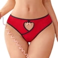 thumbnail image 1 of Ozmmyan Womens Low Rise Ribbed Cotton Bikini Panties Heart Cutout Bow Detail Breathable Cheeky Underwear, 1 of 5