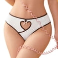 thumbnail image 1 of Ozmmyan Womens Low Rise Ribbed Cotton Bikini Panties Heart Cutout Bow Detail Breathable Cheeky Underwear, 1 of 5