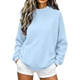 thumbnail image 1 of Ozmmyan Womens Mock Neck Sweatshirt Long Sleeve Side Slit Pullover Casual Tops with Pockets Solid Color Soft Cozy Fall Winter, 1 of 8