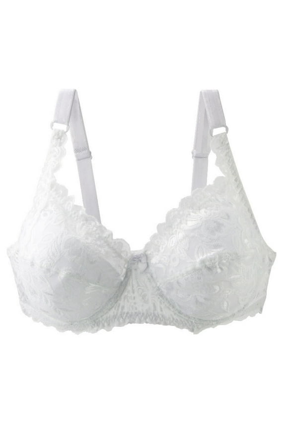 Womens Plus Size Bras Women's Lace Bra Full Coverage Padded Push Up Underwired for Everyday Comfort, Adjustable Spaghetti Strap, 34D-48DD