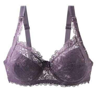 Ozmmyan Womens Plus Size Bras Women's Lace Bra Full Coverage Padded Push Up Underwired for Everyday Comfort, Adjustable Spaghetti Strap, 34D-48DD
