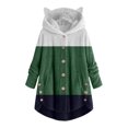 thumbnail image 1 of Ozmmyan Womens Sweater Button Plush Tops Hooded Loose Cardigan Solid Color Patchwork Coat Jacket, 1 of 4