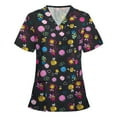 thumbnail image 1 of Ozmmyan Womens Tops Scrubs for Women Short Sleeve V-neck Scrubs Tops Working Uniform Printed with Two Pockets Blouse Nursing Uniform Saving Clearance, 1 of 4
