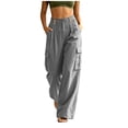 thumbnail image 1 of Ozmmyan Womens Wide Leg Pants for Womens Drawsting High Elastic Waist Cargo Pants With Multi Pockets, 1 of 7