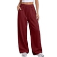 thumbnail image 1 of Ozmmyan Womens Wide Leg Sweatpants Drawstring Elastic Waist Jogger Pants Casual Loose Fit Athletic Lounge Trousers with Pockets, 1 of 6